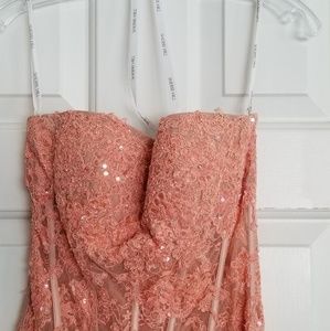 Sherri Hill Strapless Long Lace Prom gown